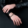 STS silver skull head bracelet BR12 on male model.