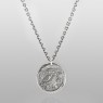 Oz Abstract Tokyo P1900 Athene and her pet owl coin silver necklace vertical view.